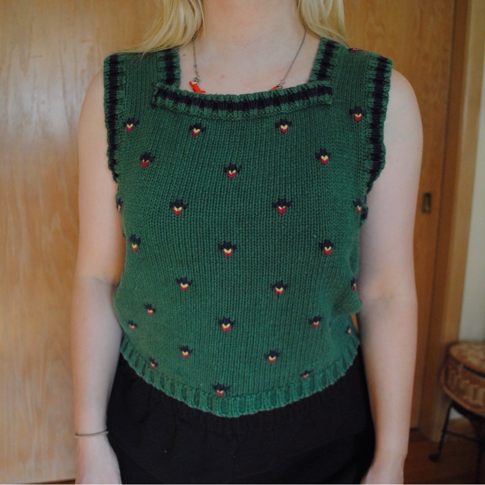 Vintage Herman Geist green knit tank!